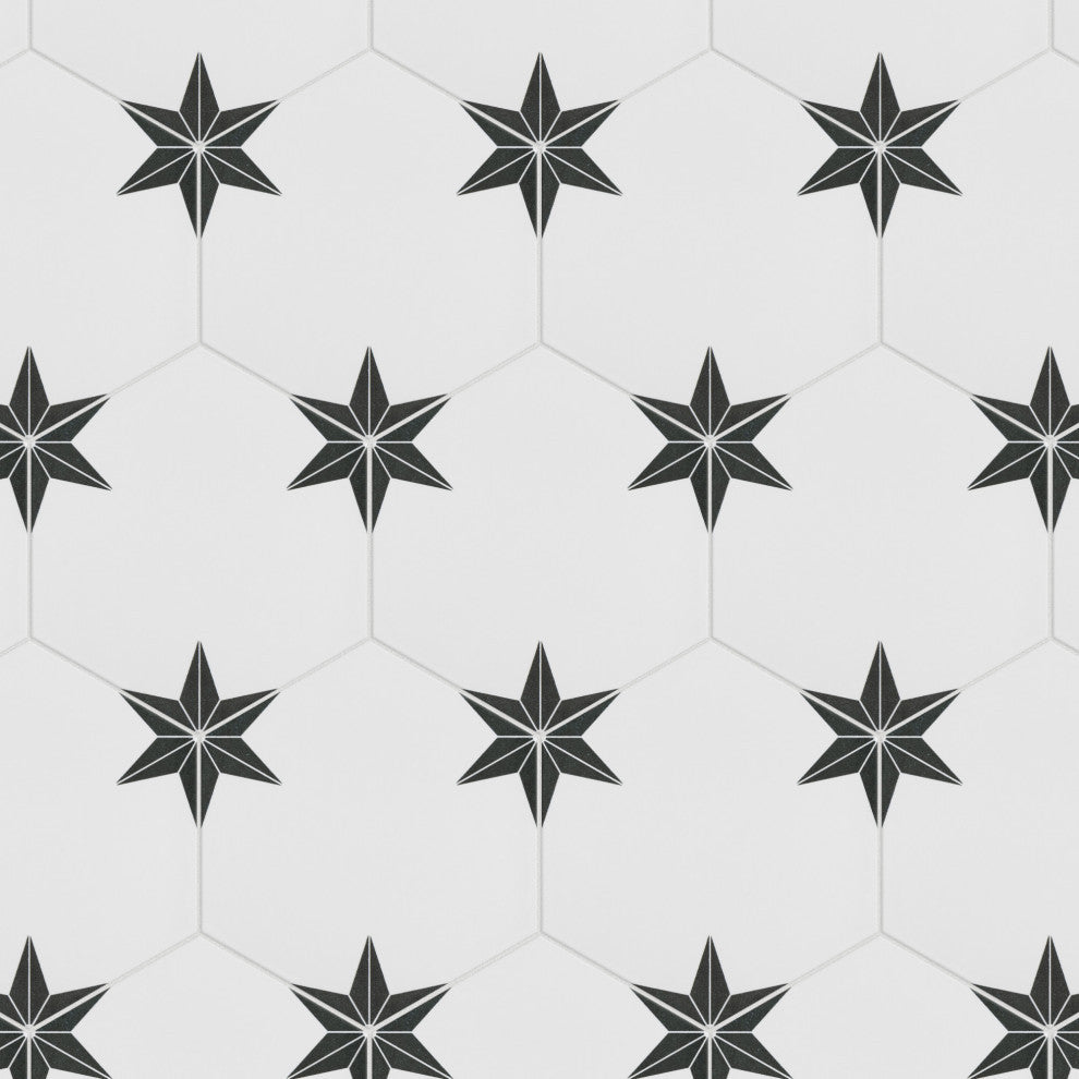 Stella Hex Nero Porcelain Floor and Wall Tile