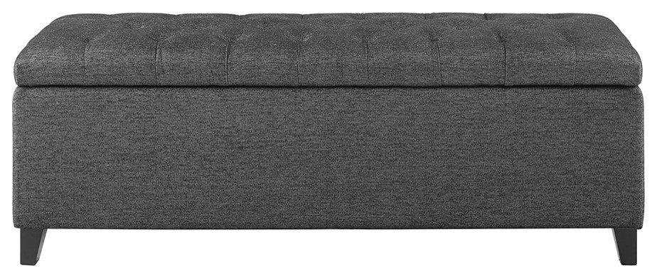 Madison Park Shandra Upholstered Soft Close Storage Bench, Charcoal Gray