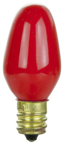 Sunlite 7 Watt C7 Colored Night Light, Candelabra Base, Ceramic Red, 4 Pack