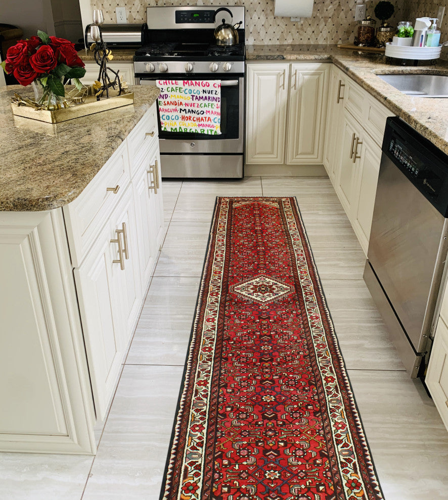 Fine Vintage Distressed Diaval Rust/Ivory Runner, 2'6 x 13'3