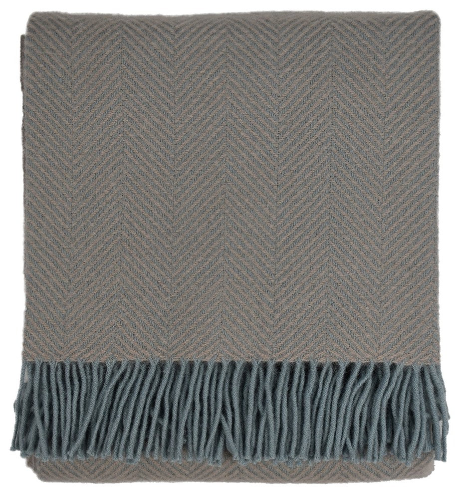 Highland Tweed Herringbone Pure New Wool Throw, Oyster