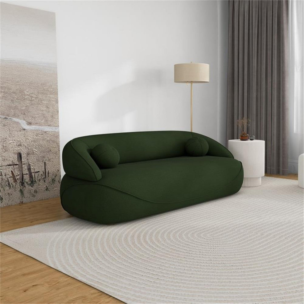 Borsan Modern Luxury Japandi Style Boucle Fabric Curvy Sofa Couch in Green