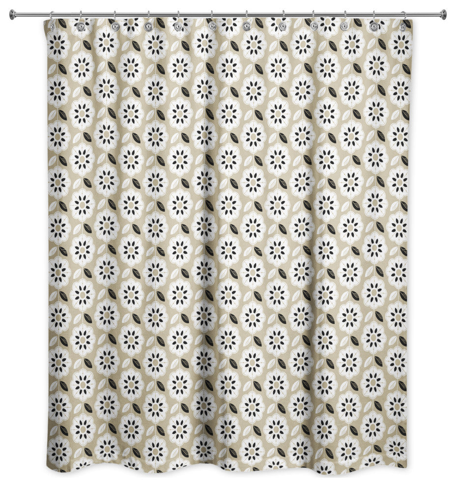 Mod Gold Flower 71x74 Shower Curtain
