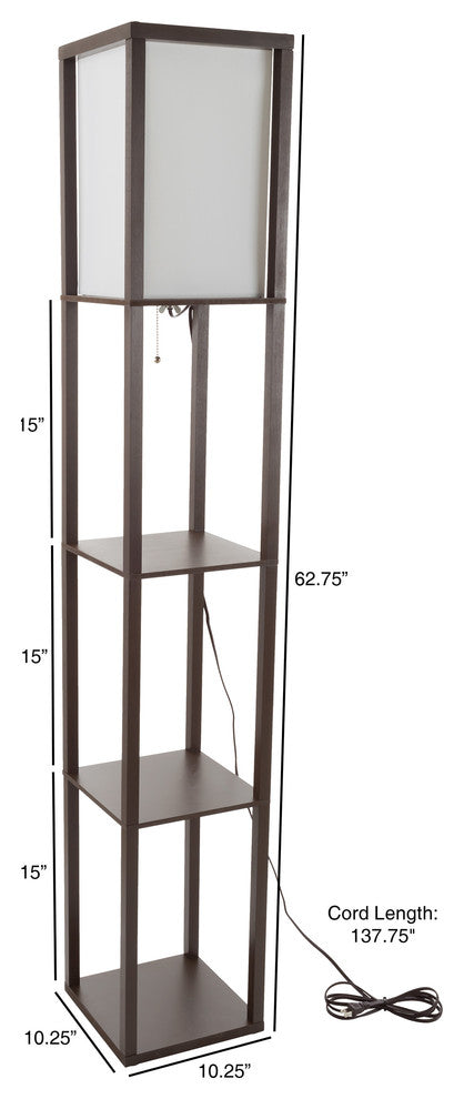 Etagere Style Brown Floor Lamp -3 Tiers Storage Shelving by Lavish Home