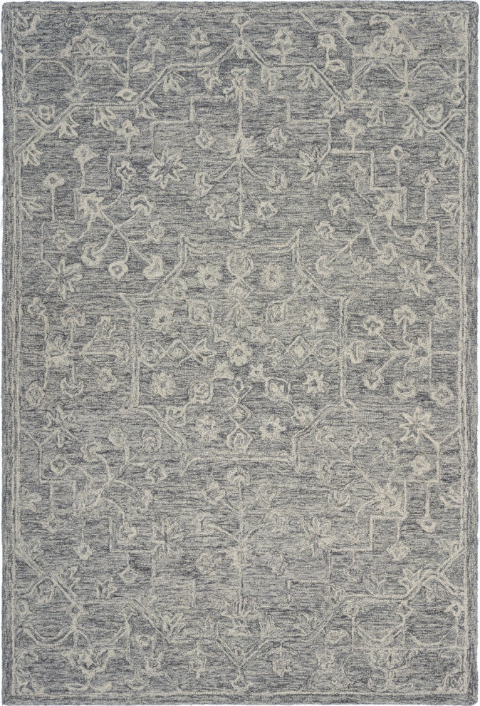 5" x 7" Gray Floral Finesse Area Rug