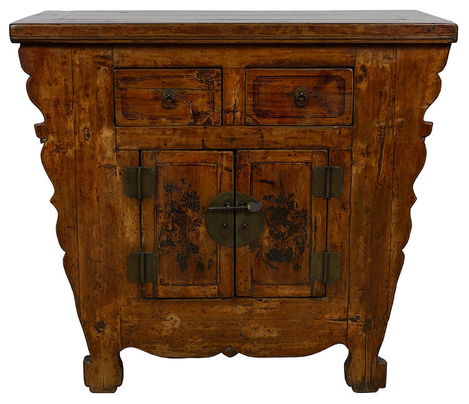 Consigned Antique Chinese Qing Dynasty painted chest Cabinet