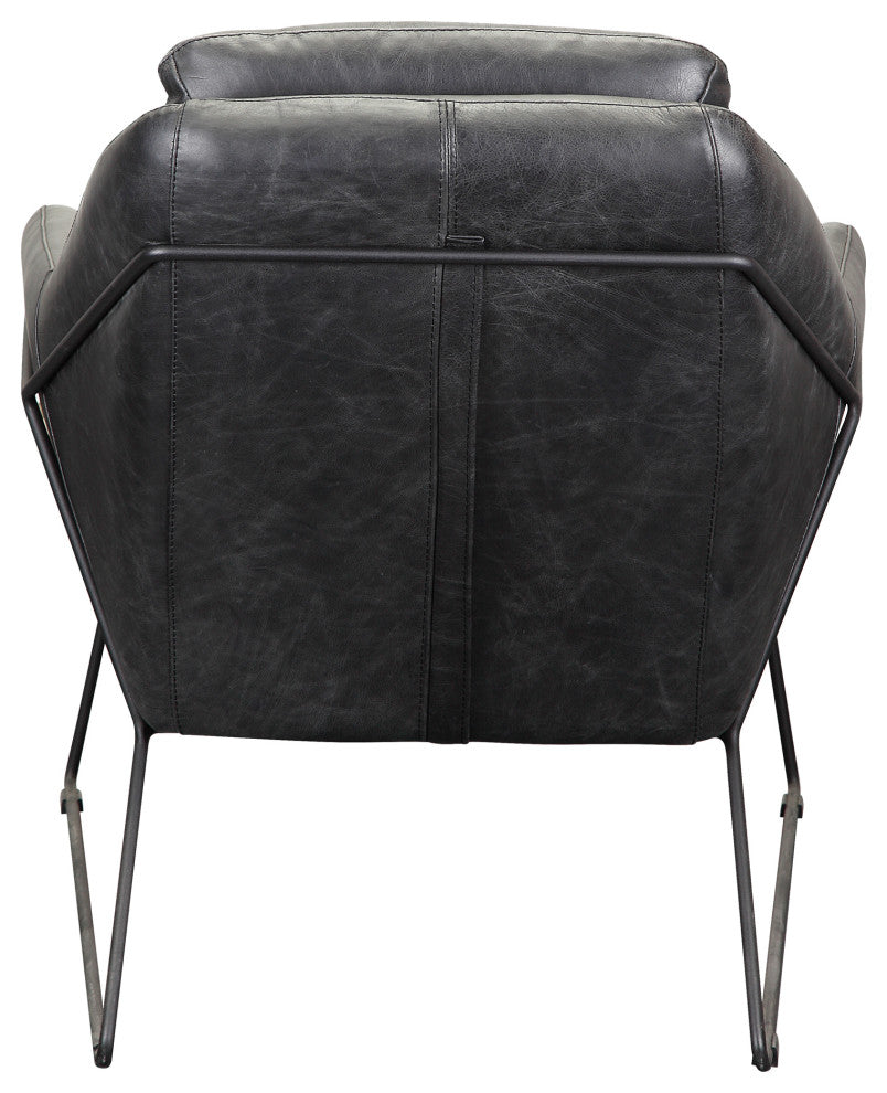 First of A Kind Greer Club Chair Onyx Black Leather