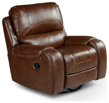 Keily Manual Swivel Glider Recliner Chair, Brown