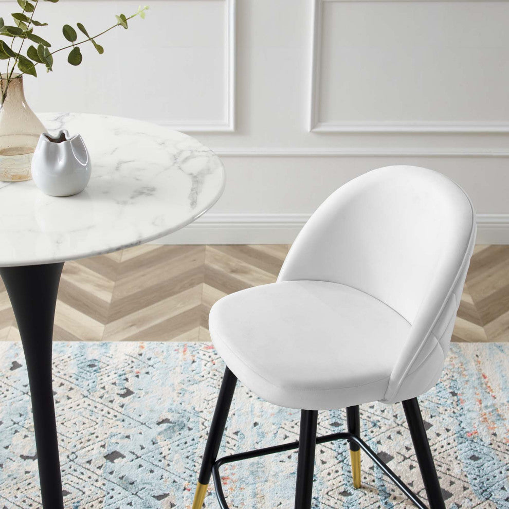 Cordial Performance Velvet Counter Stools Set of 2 White