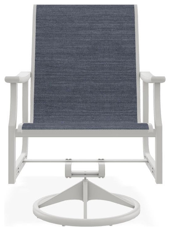 St. Catherine Sling Outdoor Swivel Rocker, Augustine Denim/Snow