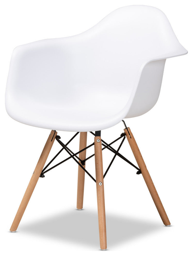 Russell Midcentury Modern 4-Piece Shell Arm Chair Set White