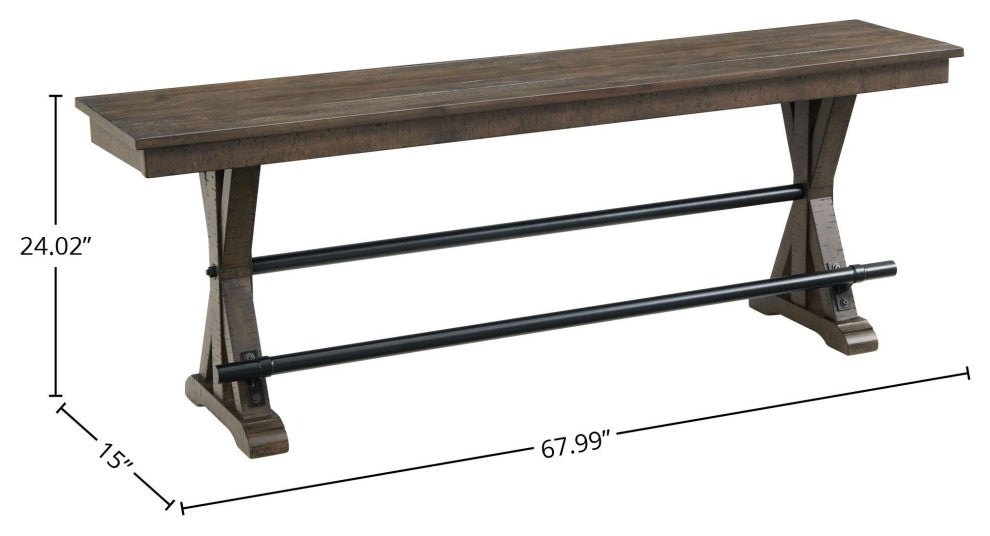 Sullivan 24" Tall Backless Counter Bench, Brushed Charcoal