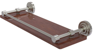 Dottingham 16" Solid Wood Shelf with Gallery Rail, Satin Nickel