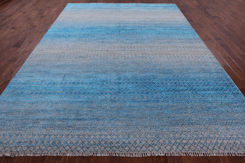 9' 2" X 12' 2" Savannah Grass Wool & Silk Hand-Knotted Rug - Q15437