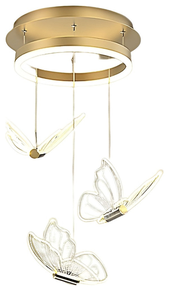 Camogli | Beautiful LED Chandelier with Hanging Butterflies, 13 Heads, Warm Light