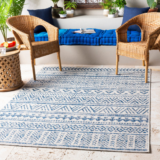 Surya Eagean EAG-2335 7'10" Round Rug, Denim/Navy/White