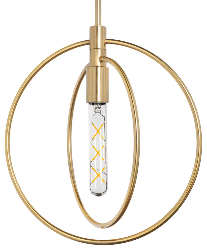 Nyla Single Light Brass Circular Pendant