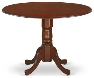 5Pc 42" Kitchen Table, Two 9"Drop Leaves, Four Chair, Mahogany Leg, Dark Coffee