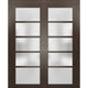 Interior Double Pocket Doors|Frosted Glass|Quadro 4002 Chocolate Ash 64x80