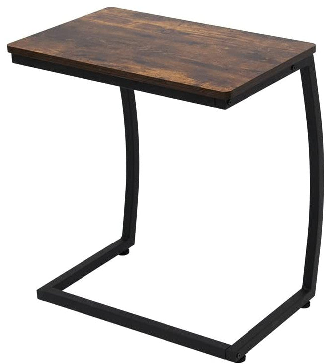 Vintage C Shaped End Table for Laptop Coffee Snack, Walnut