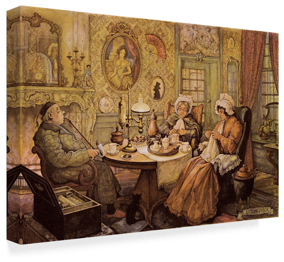 Anton Pieck ''Sitting At The Table'' Canvas Art