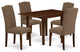 Dinette Set 5 Pcs Four Chairs, Table Mahogany Finish Hardwood Coffee Color