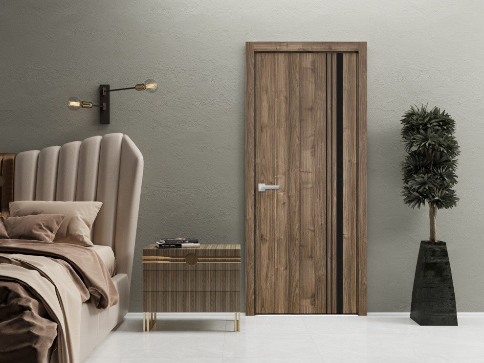 Solid French Door 28 x 84 | Planum 0011 Walnut with| Bathroom