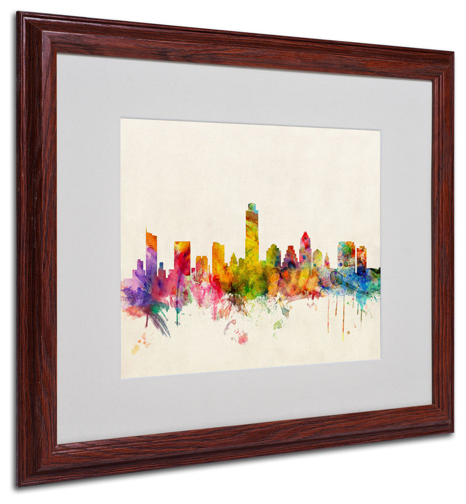 'Austin, Texas' Matted Framed Canvas Art by Michael Tompsett