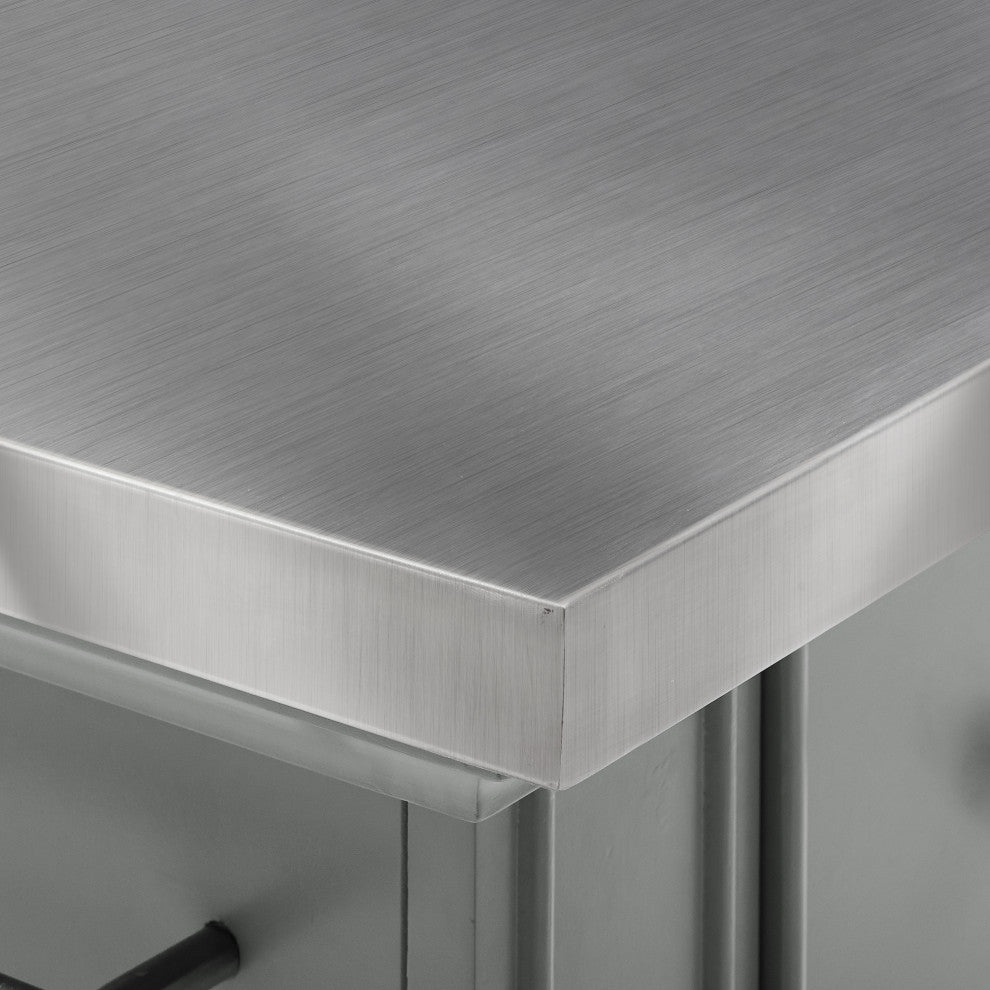 Julia Stainless Steel Top Kitchen Island