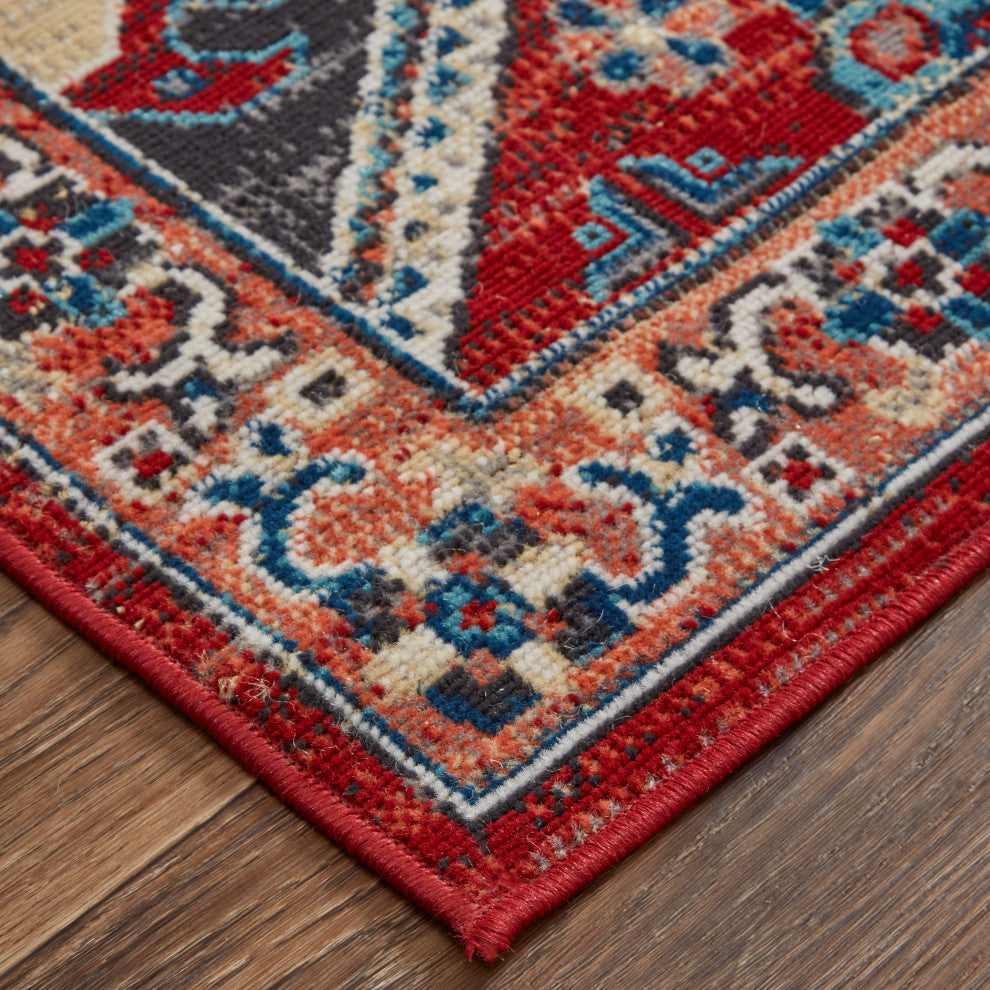 Weave & Wander Kezia Rug, True Red/River Blue, 7ft-9in x 10ft-6in