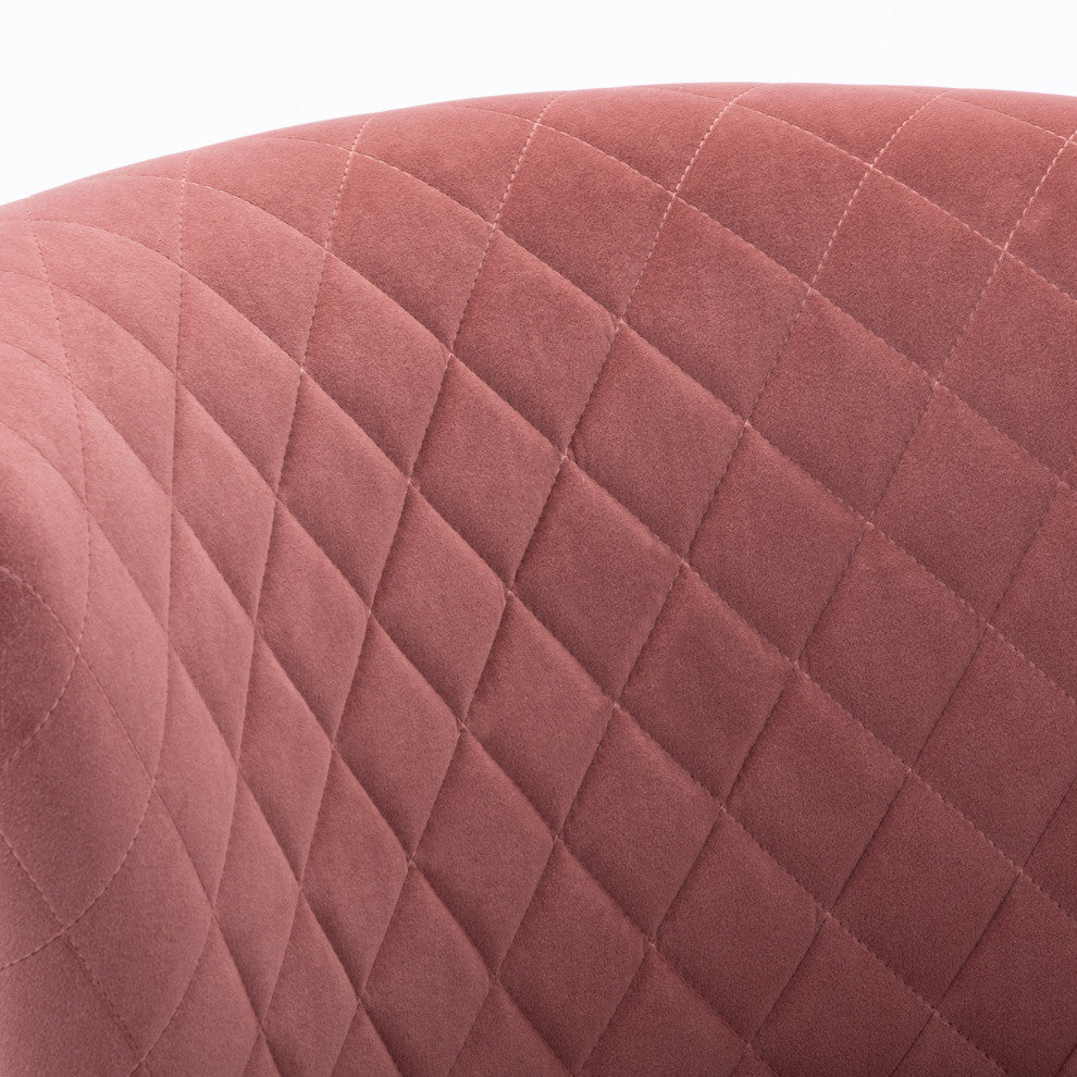 Diamond Stitched Bright Velvet Slipper Chair, Pink