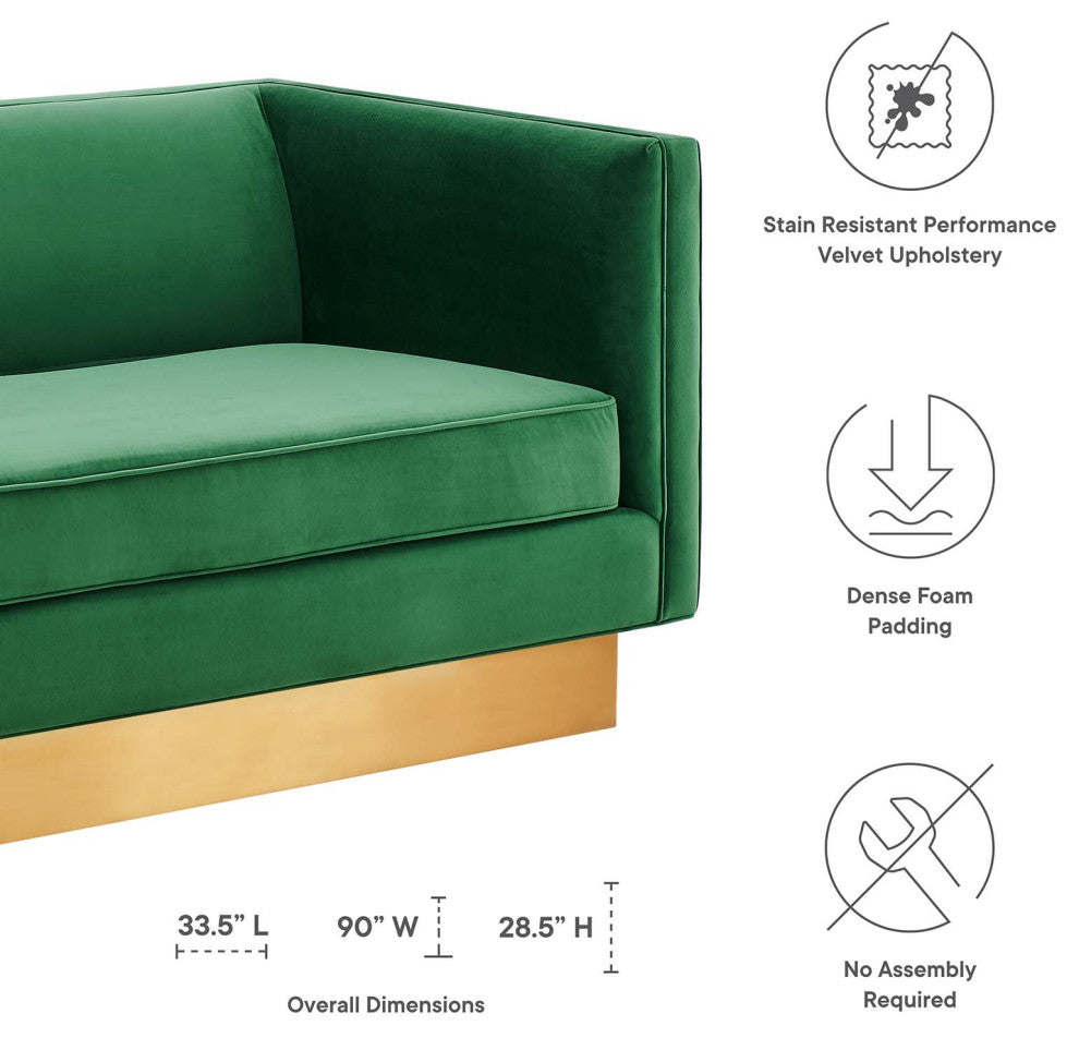 Sofa, Green, Velvet, Modern, Mid Century Living Hotel Lounge Cafe Lobby