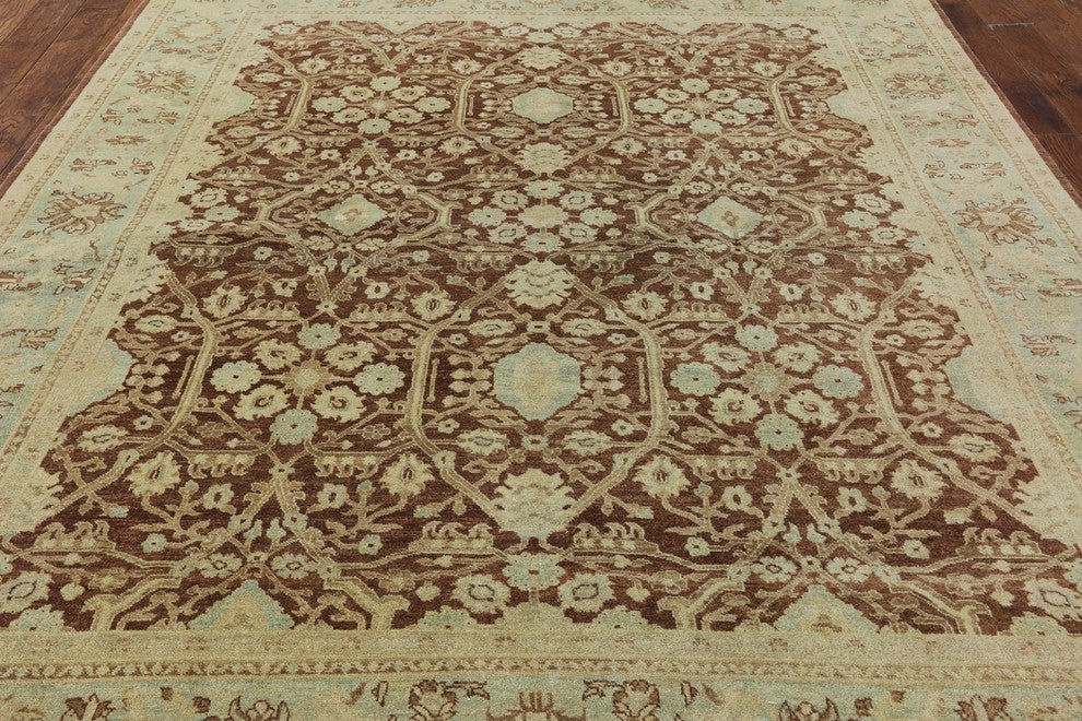 Heriz Serapi Style Chobi Brown Hand-Knotted Wool Rug, 8'x10'