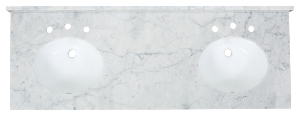 Taylor Contemporary 60" Wood Double Sink Bathroom Vanity With Marble Counter Top