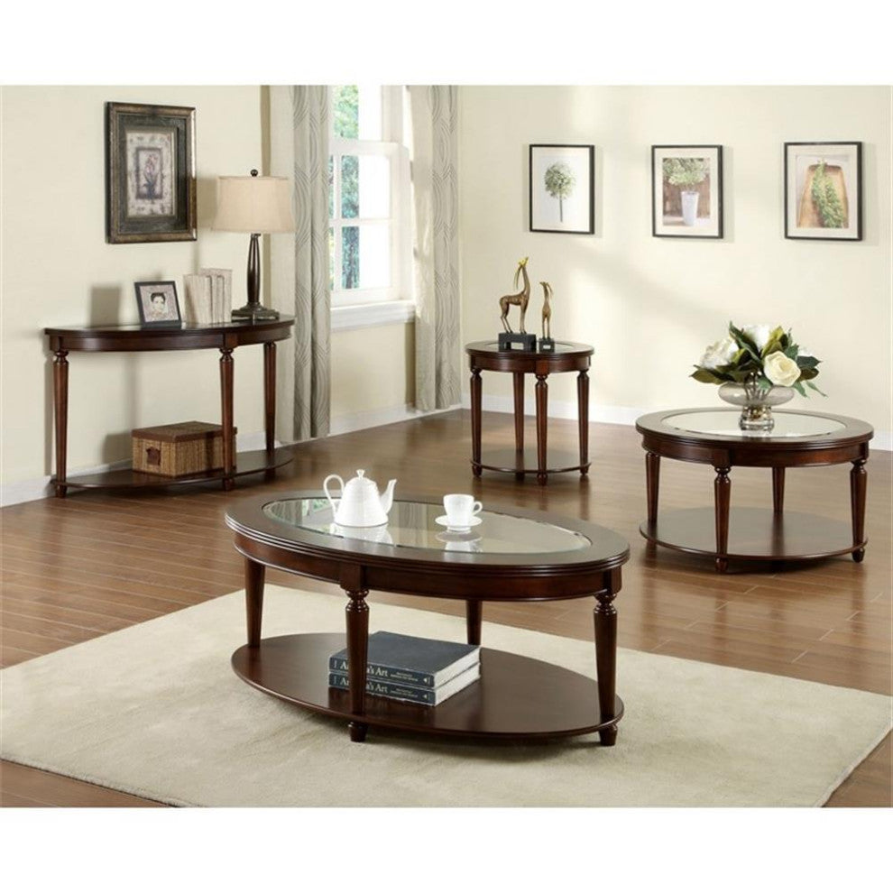 Furniture of America Chrinus Wood 1-Shelf Coffee Table in Dark cherry