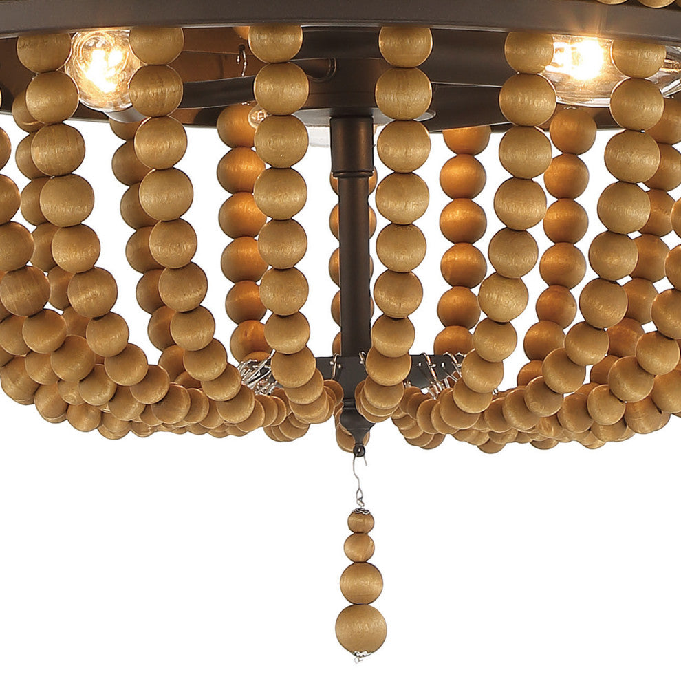 3-Light Lantern Empire Chandelier With Beaded Accents, Oil Rubbed Bronze