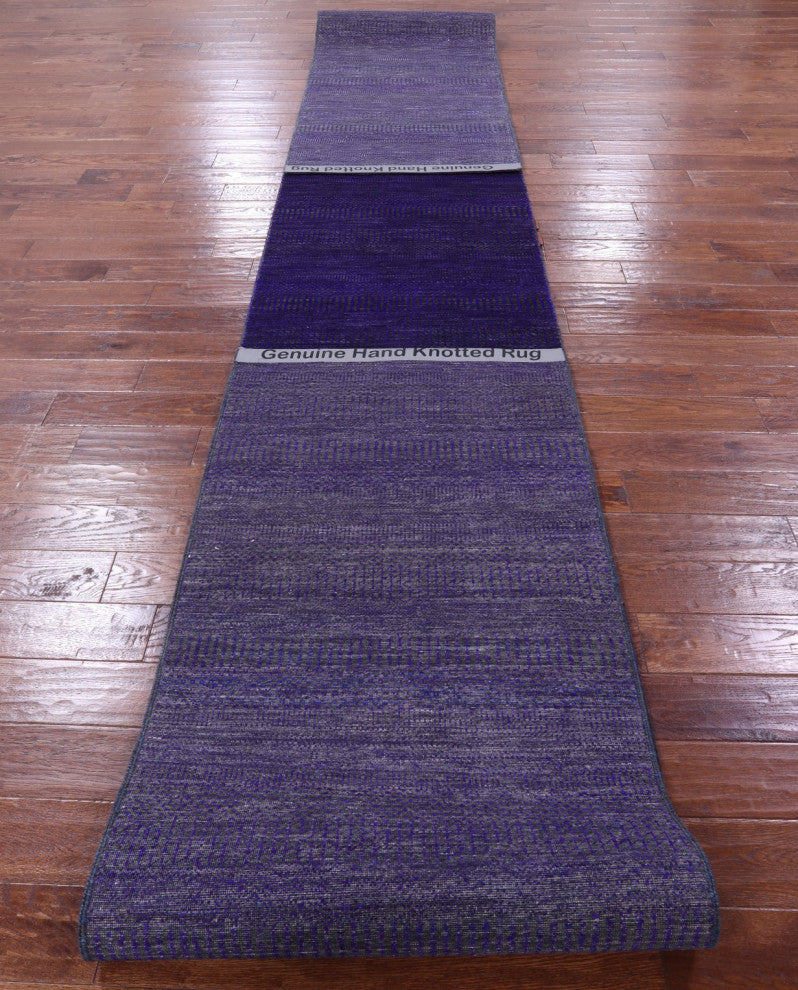 Runner Hand Knotted Super Savannah Gabbeh Wool and Silk Rug 2' 8" X 23' 6" Q8625
