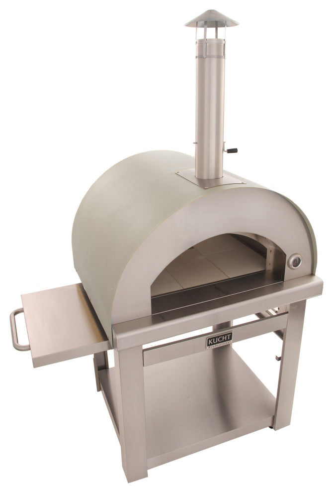 Outdoor Wood Fired Gas Pizza Oven, Silver