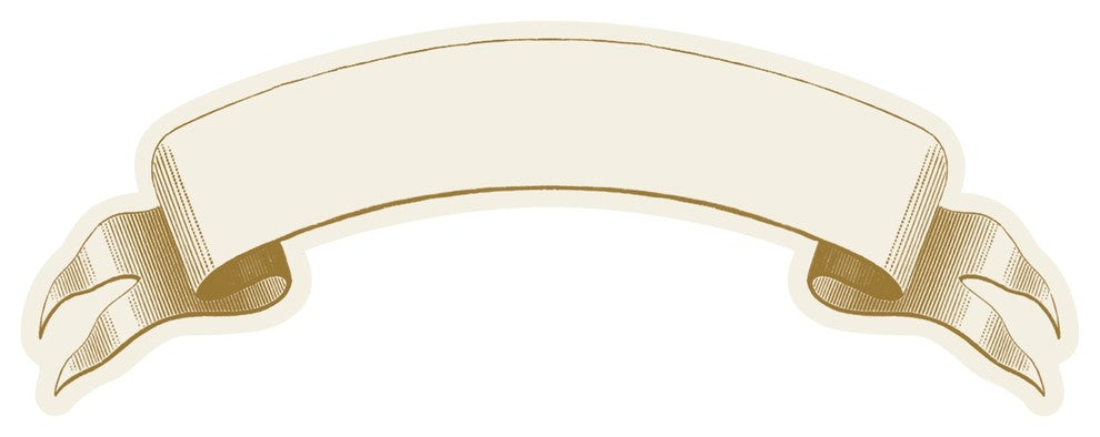 Vintage Style Large Scroll Paper Place Card Labels | Set 36 Gold Cream Ribbon