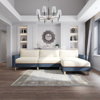 L-Shaped Linen Sectional Sofa with High-Elasticity Cotton Backrest