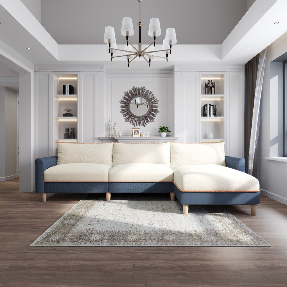 L-Shaped Linen Sectional Sofa with High-Elasticity Cotton Backrest