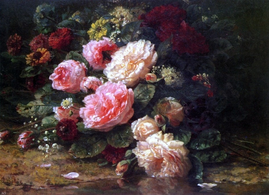 Jean Baptiste Robie Floral Still Life, 18"x27" Wall Decal Print