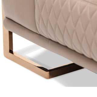 Mia Bella Gianna Leather Loveseat - Light Coffee/Rose Gold