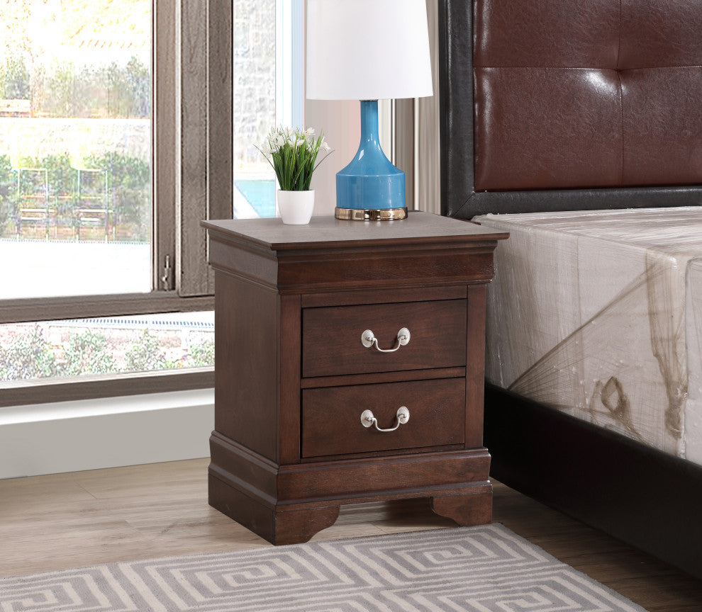 Louis Phillipe 2-Drawer Nightstand, Cappuccino
