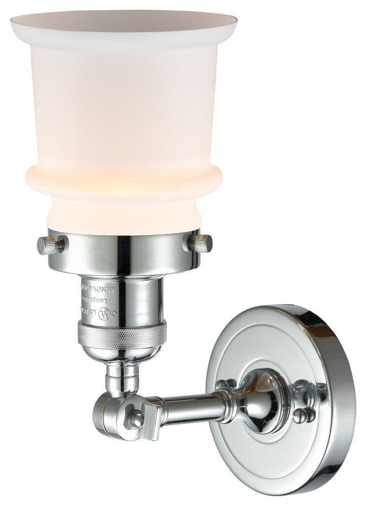 Small Canton 1-Light Sconce, Polished Chrome, Matte White