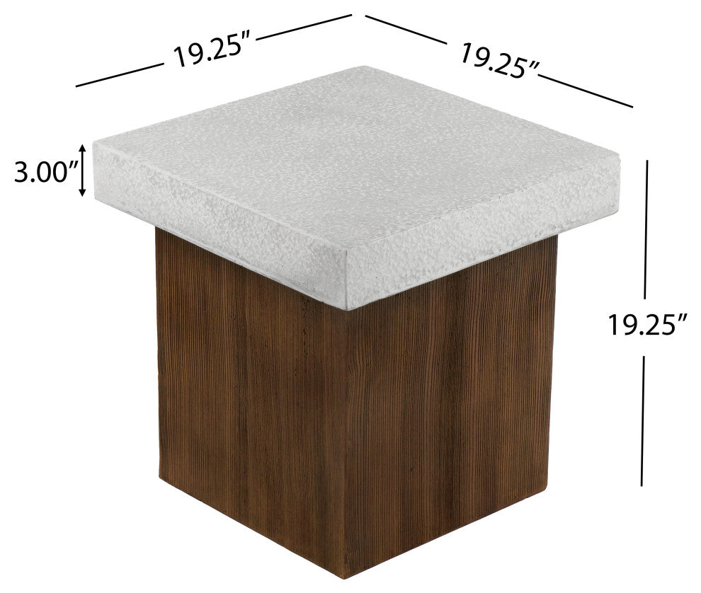 Morgan Outdoor Square MGO Side Table, Wood Frame, Antique White