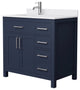Beckett 36" Dark Blue Single Vanity, White Cultured Marble Top, Nickel Trim