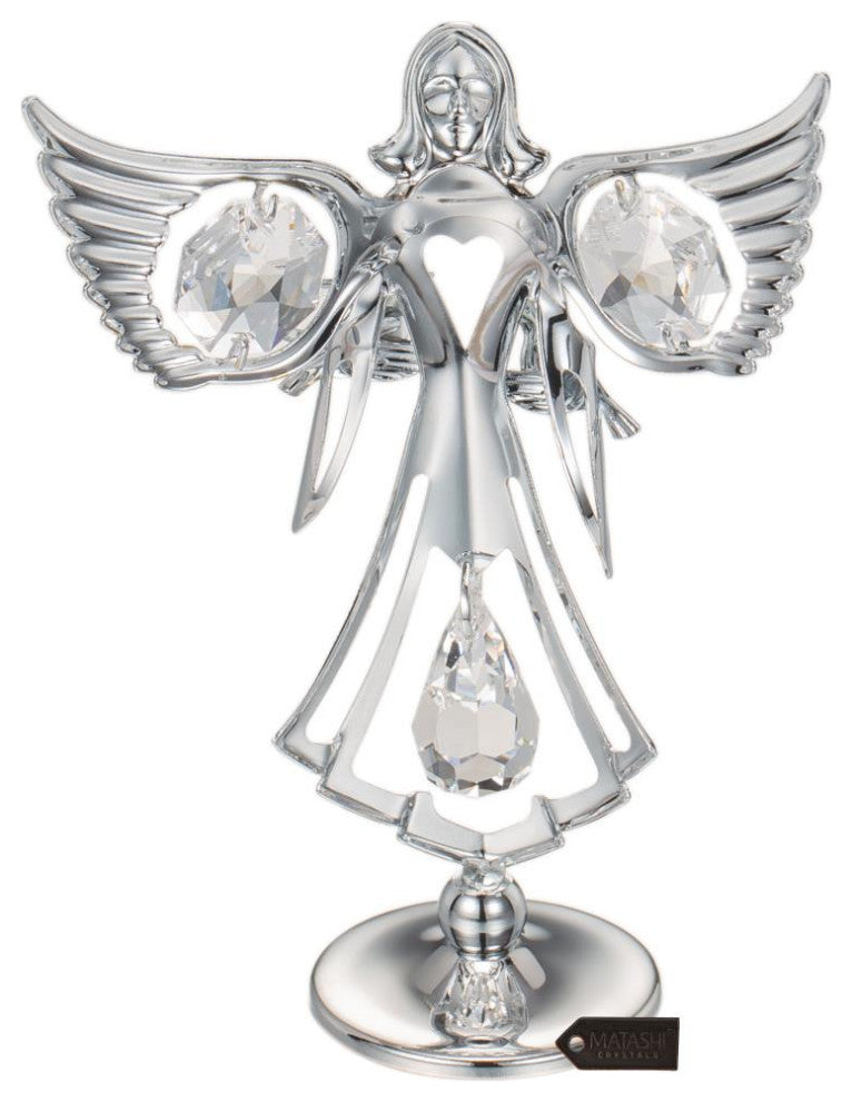 Matashi Chrome Plated Angel w/ Doves Figurine