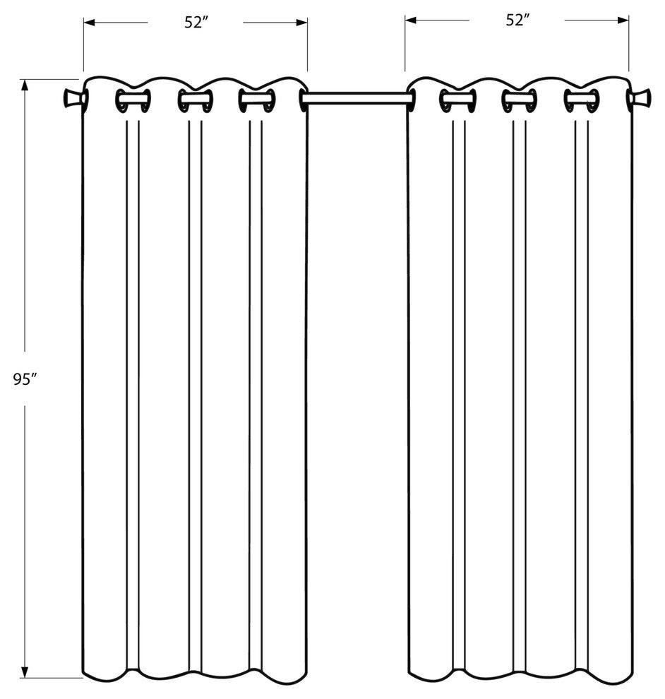 Curtain Panel, 2 Pieces, 52"Wx95"H Silver Solid Blackout