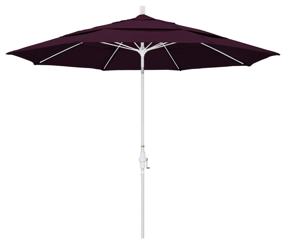 11' Matted White Collar Tilt Lift Fiberglass Rib Aluminum Umbrella, Pacifica, Purple